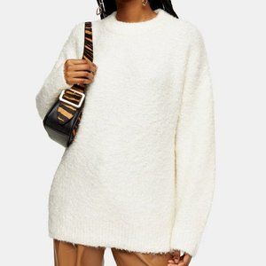 NWT Topshop Longline Boucle Sweater Ivory 8 10